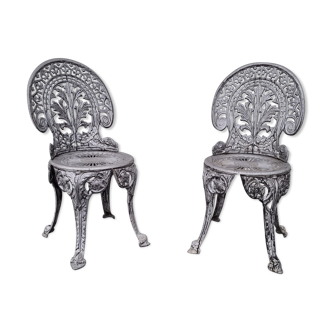 Set de 2 chaises de jardin en fonte d' aluminium années années 50 style 1900