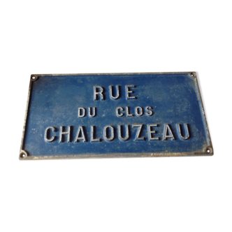 Old street plaqque in cast iron, late 19th at the beginning of 20th
