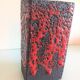 Vase rectangulaire rouge et noir en ceramique Fat Lava / vintage années 60-70