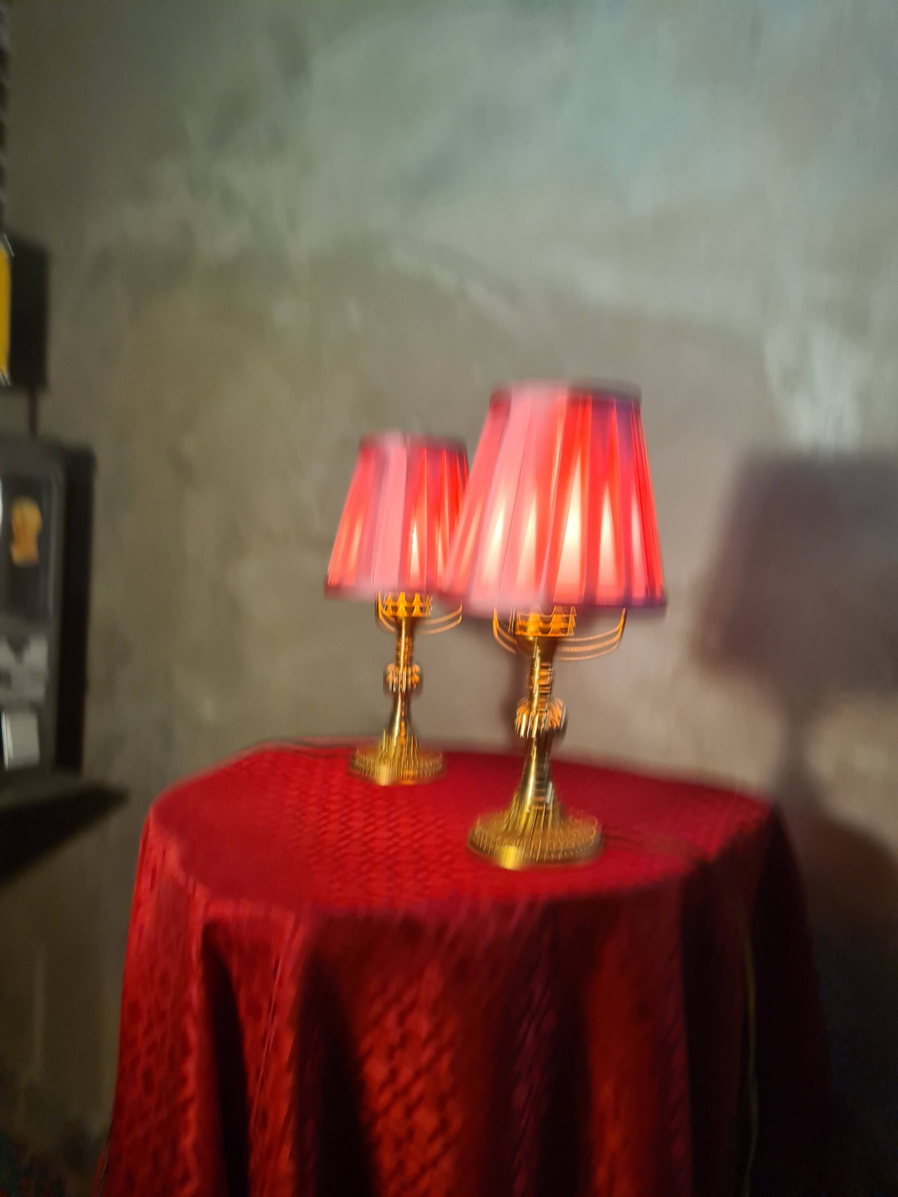 pair of brass lamps, bedside, bedroom, new lampshade 28x13, electrical working, superb