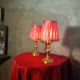 pair of brass lamps, bedside, bedroom, new lampshade 28x13, electrical working, superb