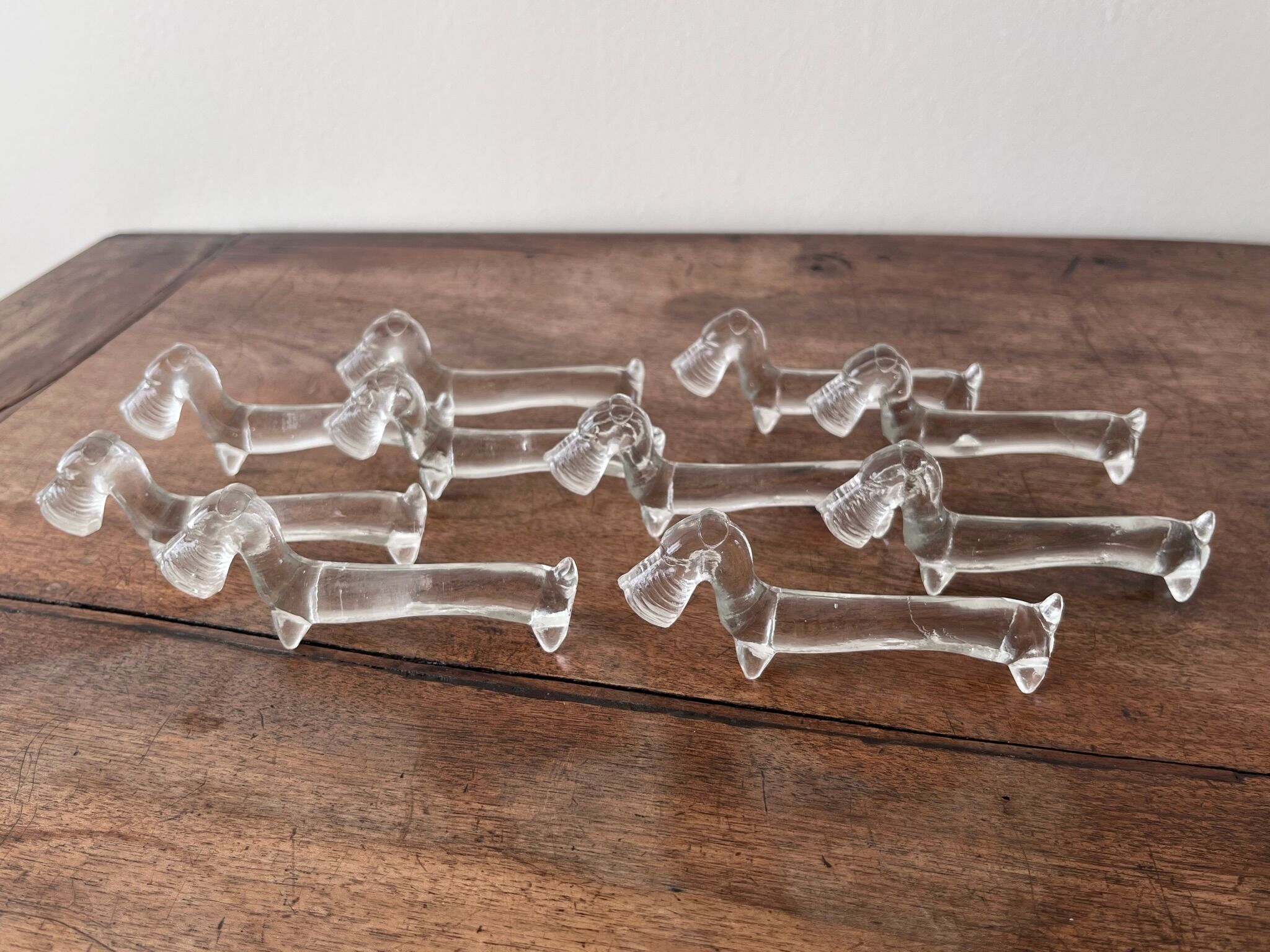 10 Fox glass knife holders 60s