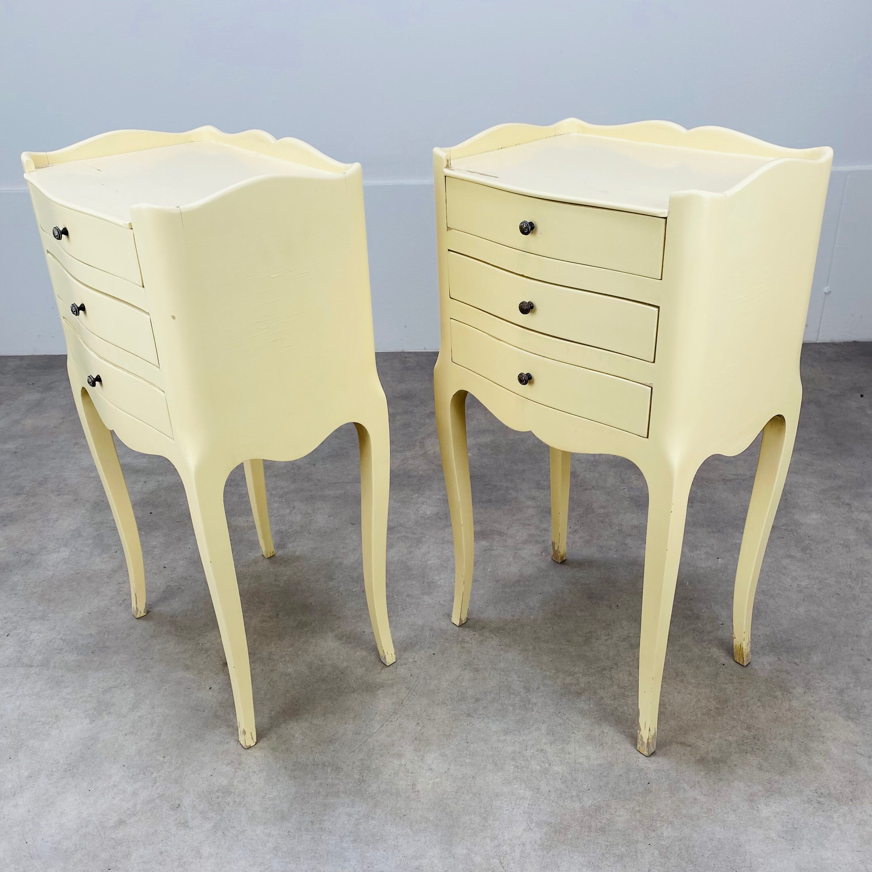 Pair of bedside tables Louis XV style white