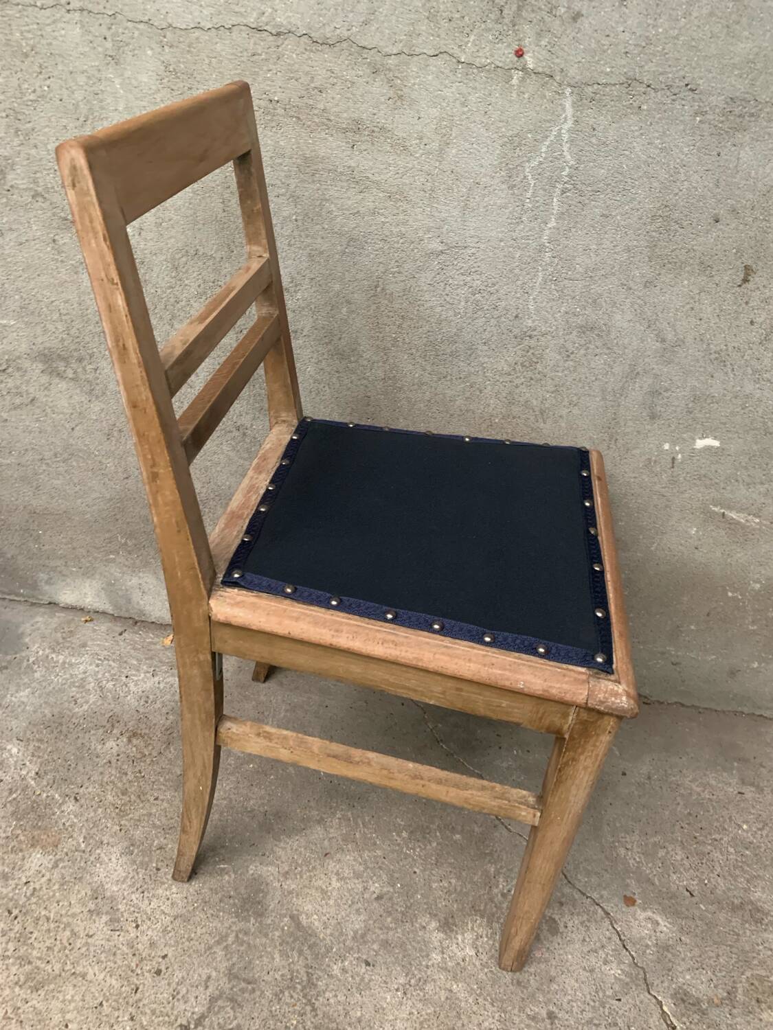 Vintage wooden and navy chair