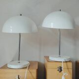 Duo of mushroom lamps with inclined lampshade