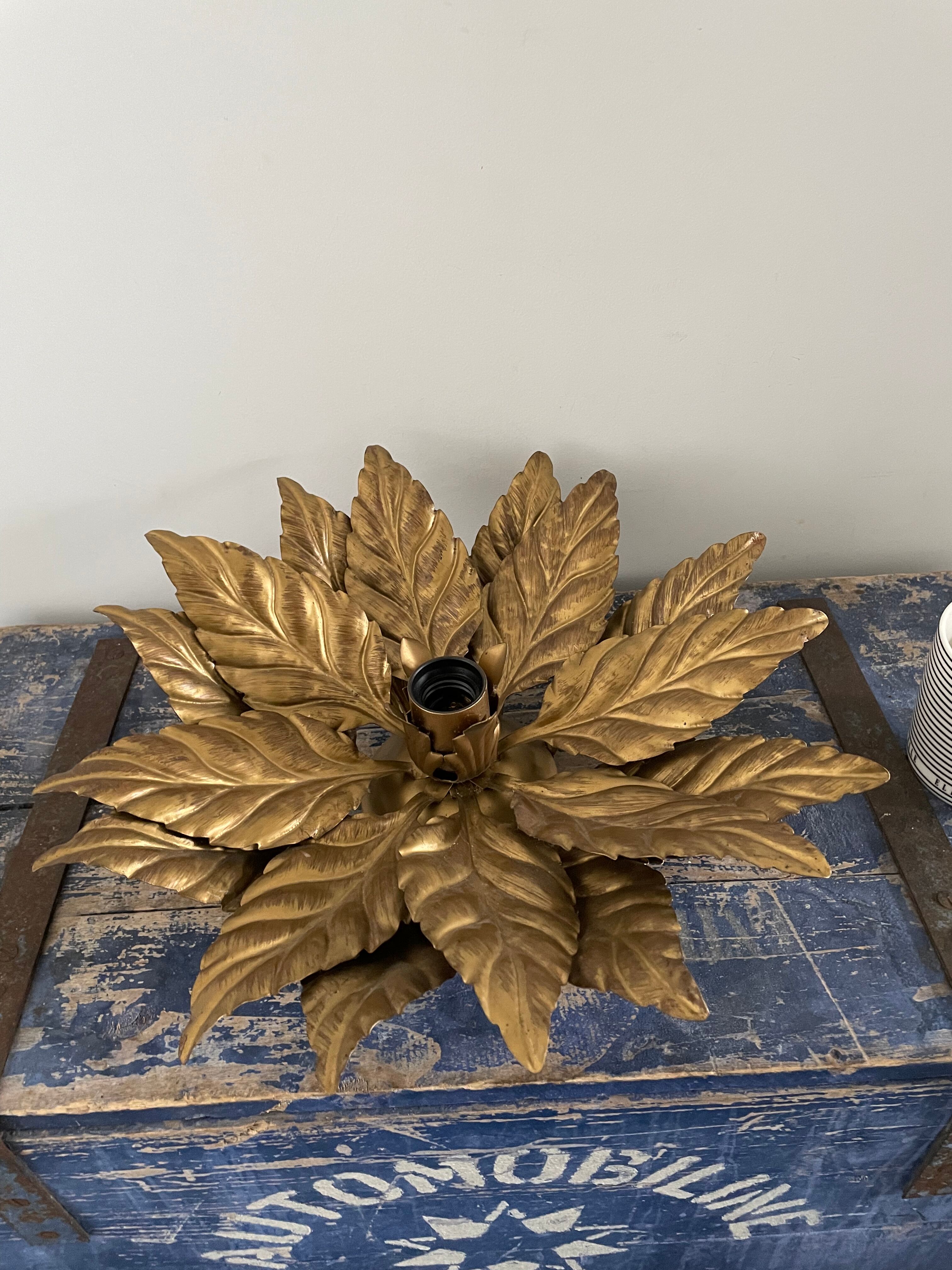 Vintage ceiling lamp or wall lamp leaves golden flowers