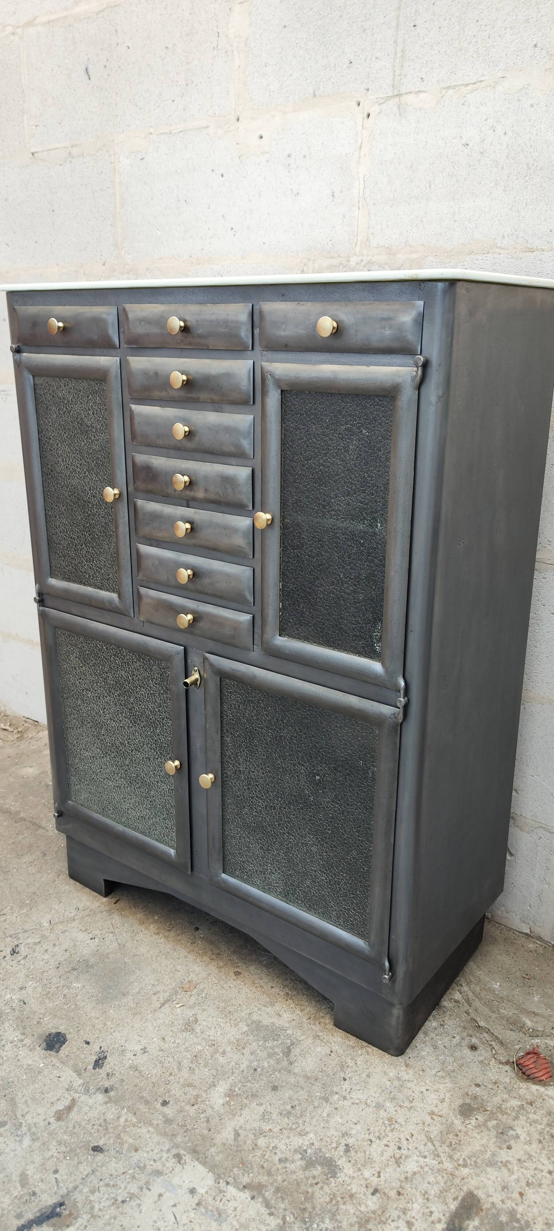 Old metal dentist's cabinet professional furniture