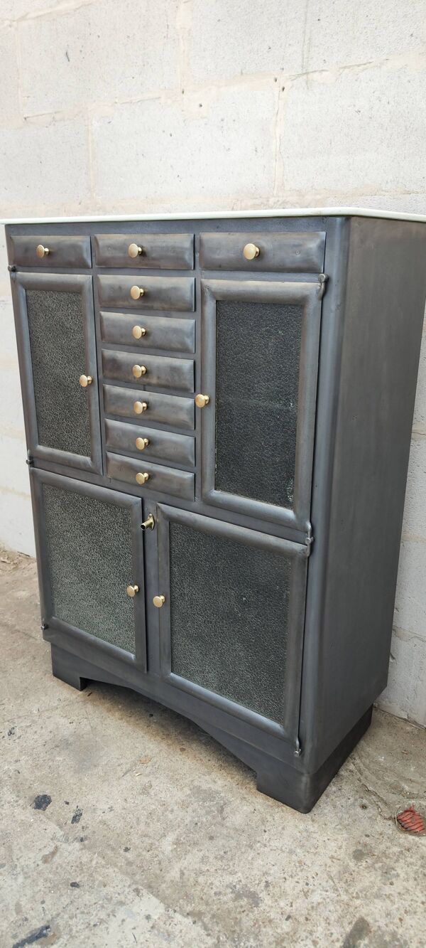 Ancien meuble de dentiste métal meuble de métier