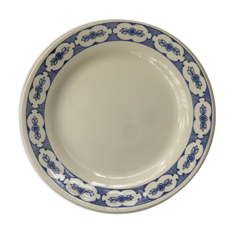 Assiette dessert en porcelaine blanche motif floral sur le pourtour