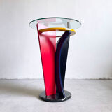 Postmodern Multicolored Italian Memphis Design Pedestal Gueridon Side Table