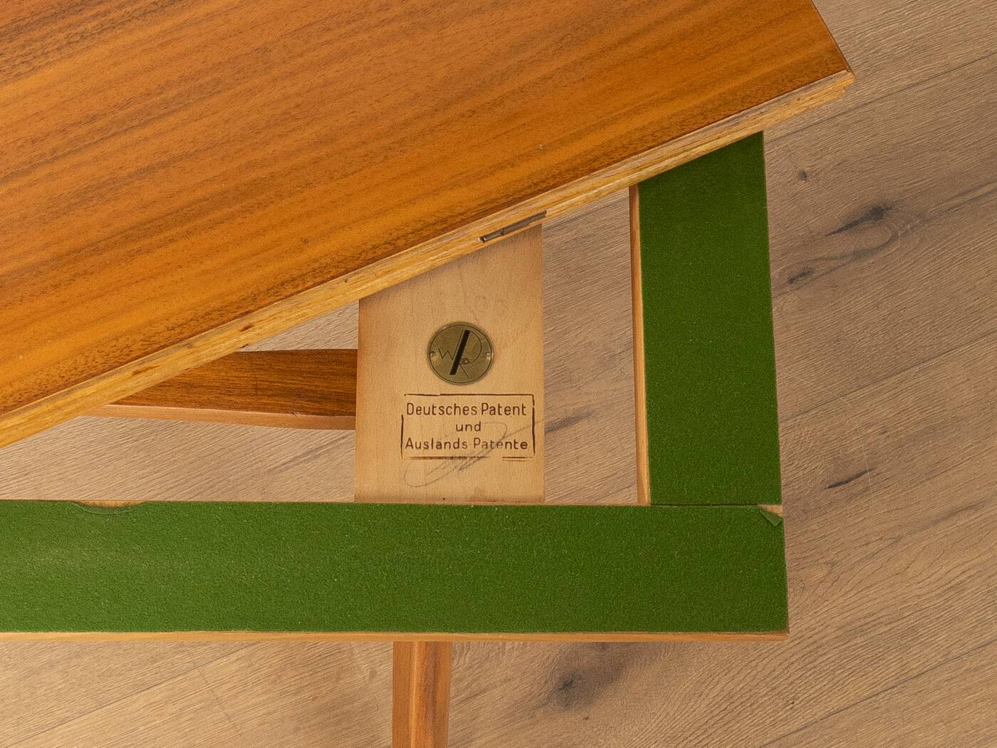 Unique dining/coffee table by Wilhelm Renz, 1950s, walnut, adjustable height
