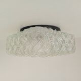 Scandinavian ceiling/wall light in structured glass from the 70s