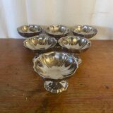 Set of 6 stainless steel ice cream bowls, made in france, vintage