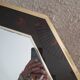 Octagonal mirror 70s in magnifying glass and brass
