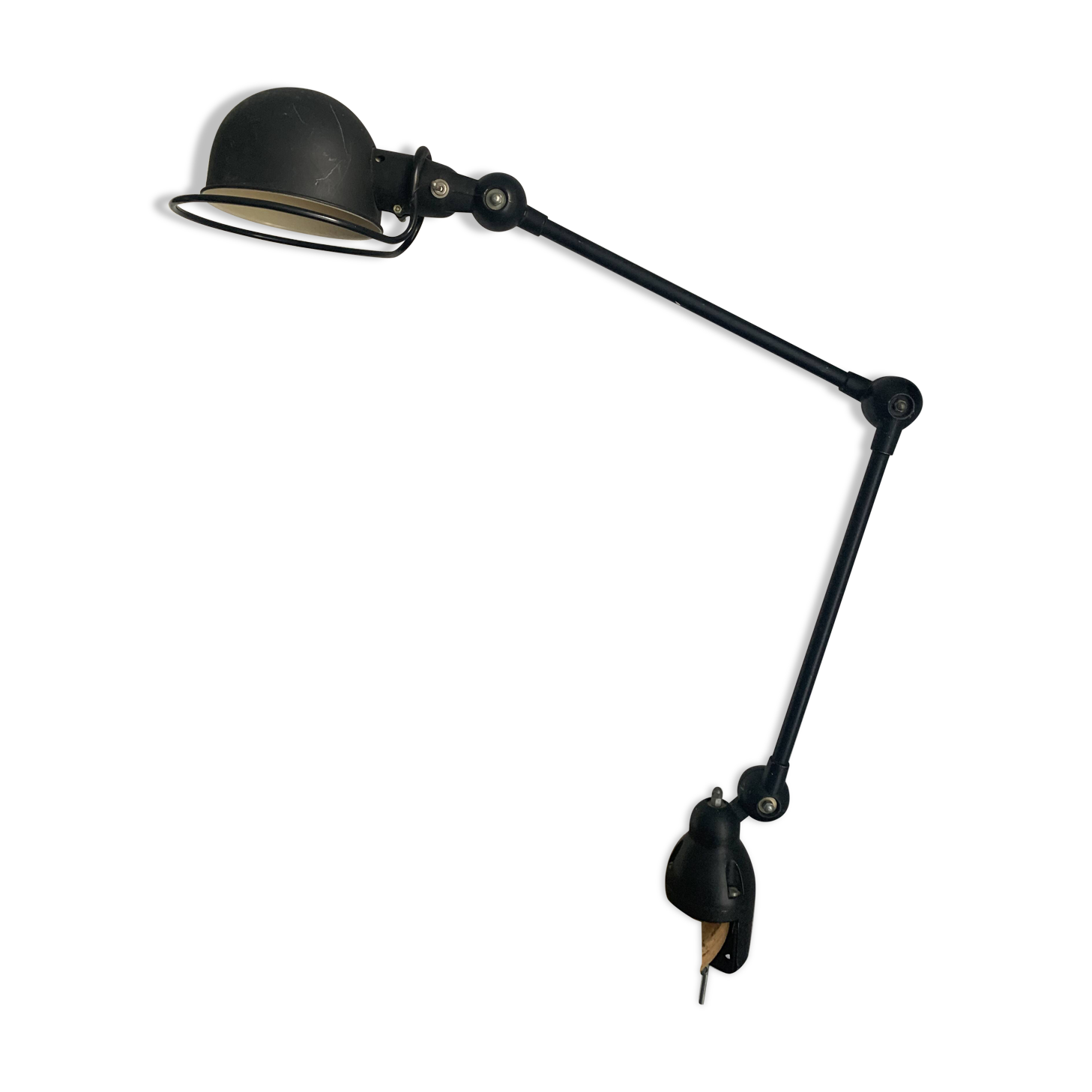 Lampe vintage 1980 Jielde 2 bras noire mat d'origine - 100 cm