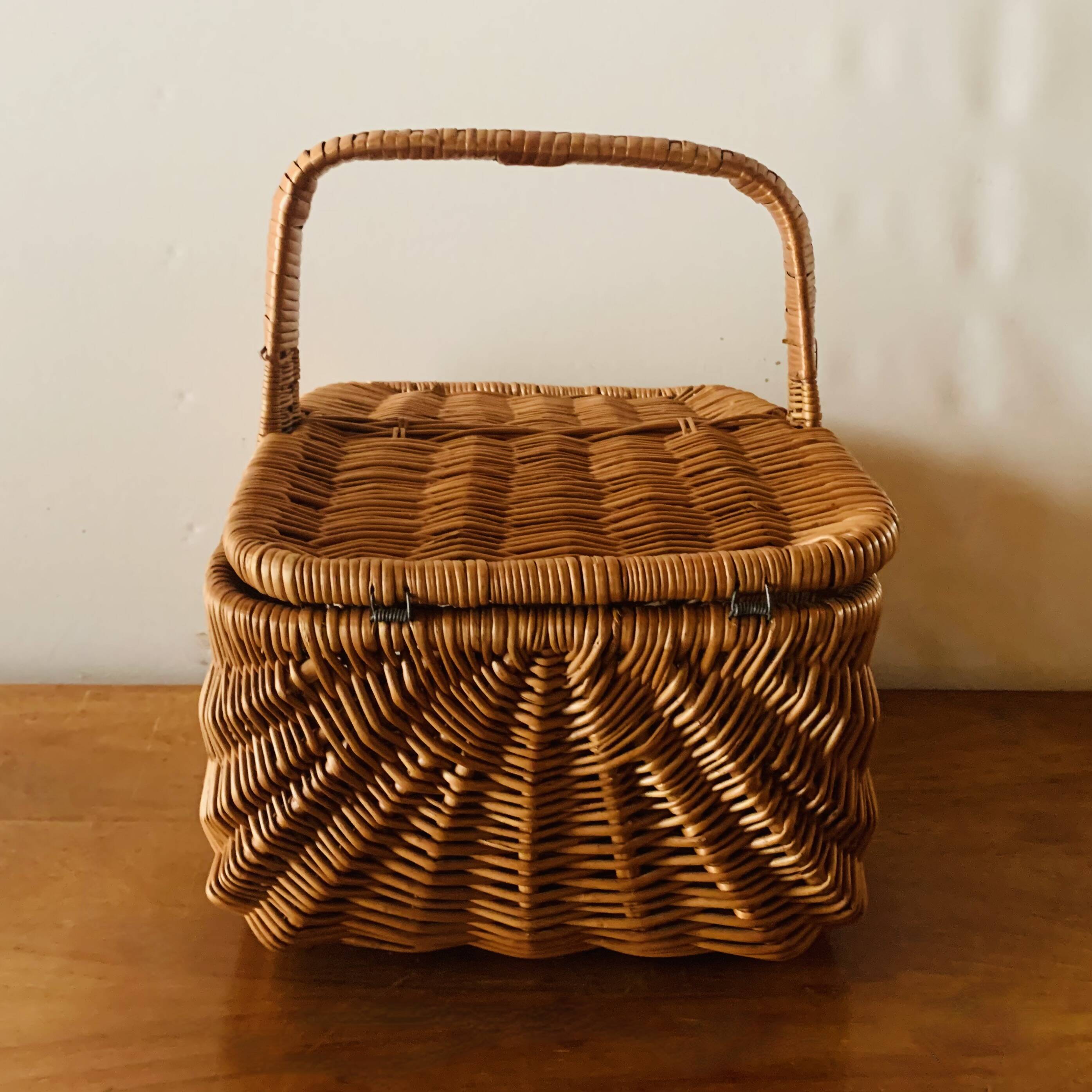Vintage wicker picnic basket
