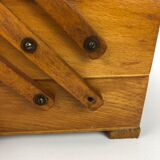Vintage beech sewing box in honey colour