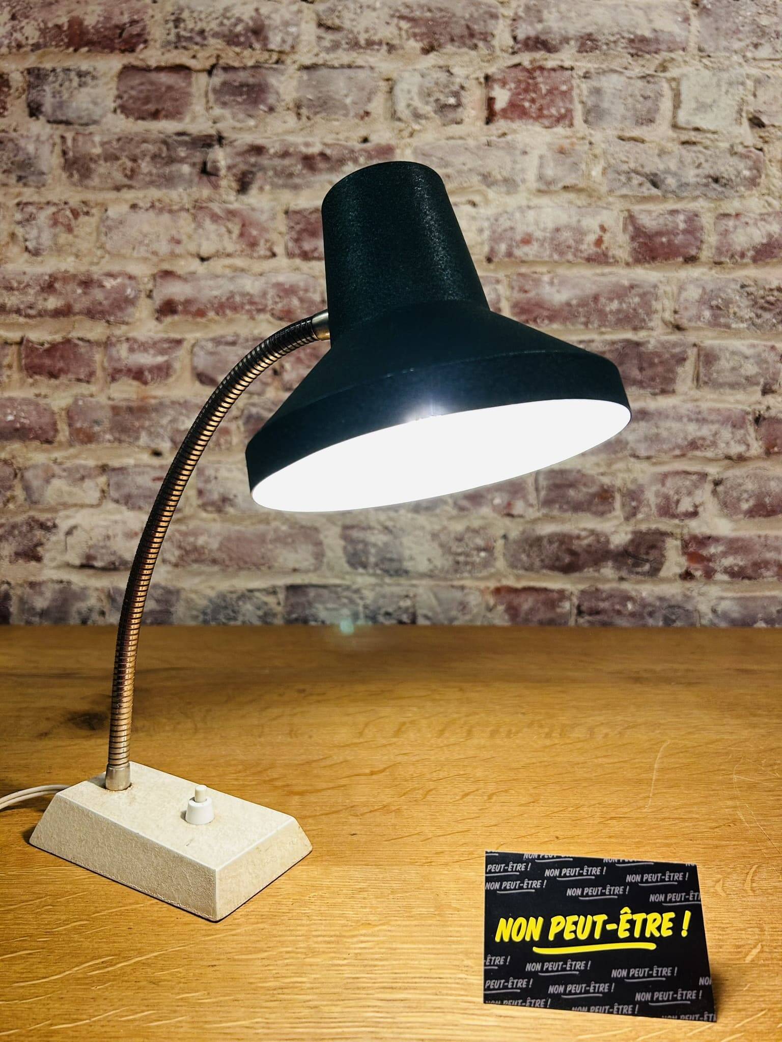 Vintage green and white desk lamp