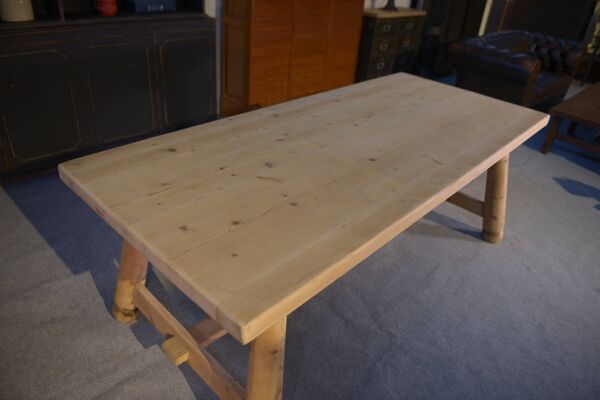 Table de ferme en pin brut brutaliste Georges Robert 1960's