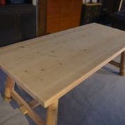 Table de ferme en pin brut brutaliste Georges Robert 1960's