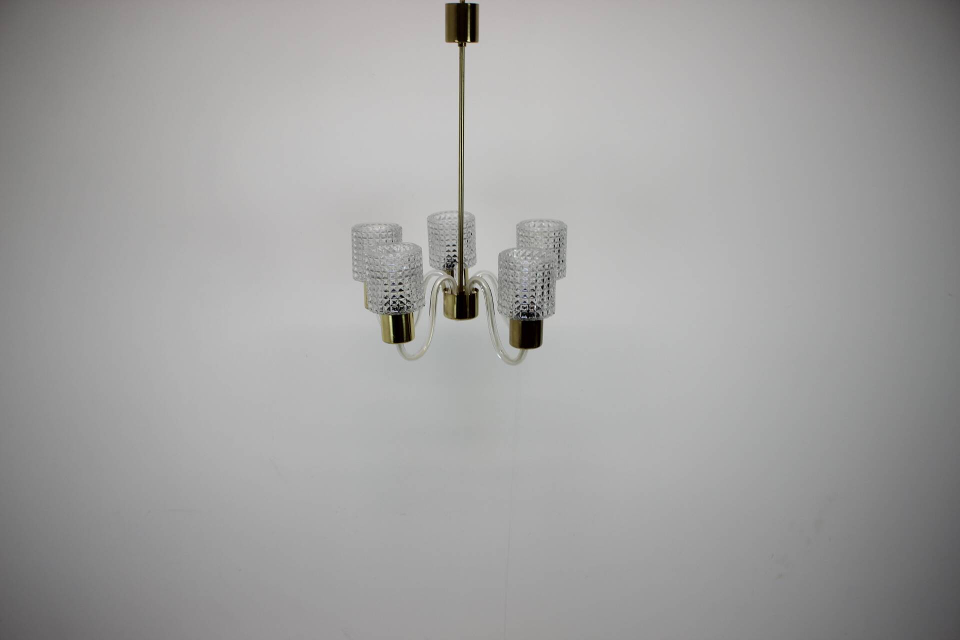 Art Deco All Glass Chandelier by Kamenicky Senov, 1960's, Czechoslovakia