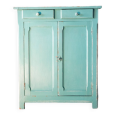 Parisian water green sideboard, patinated wood, 1950