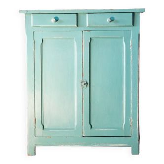 Parisian water green sideboard, patinated wood, 1950