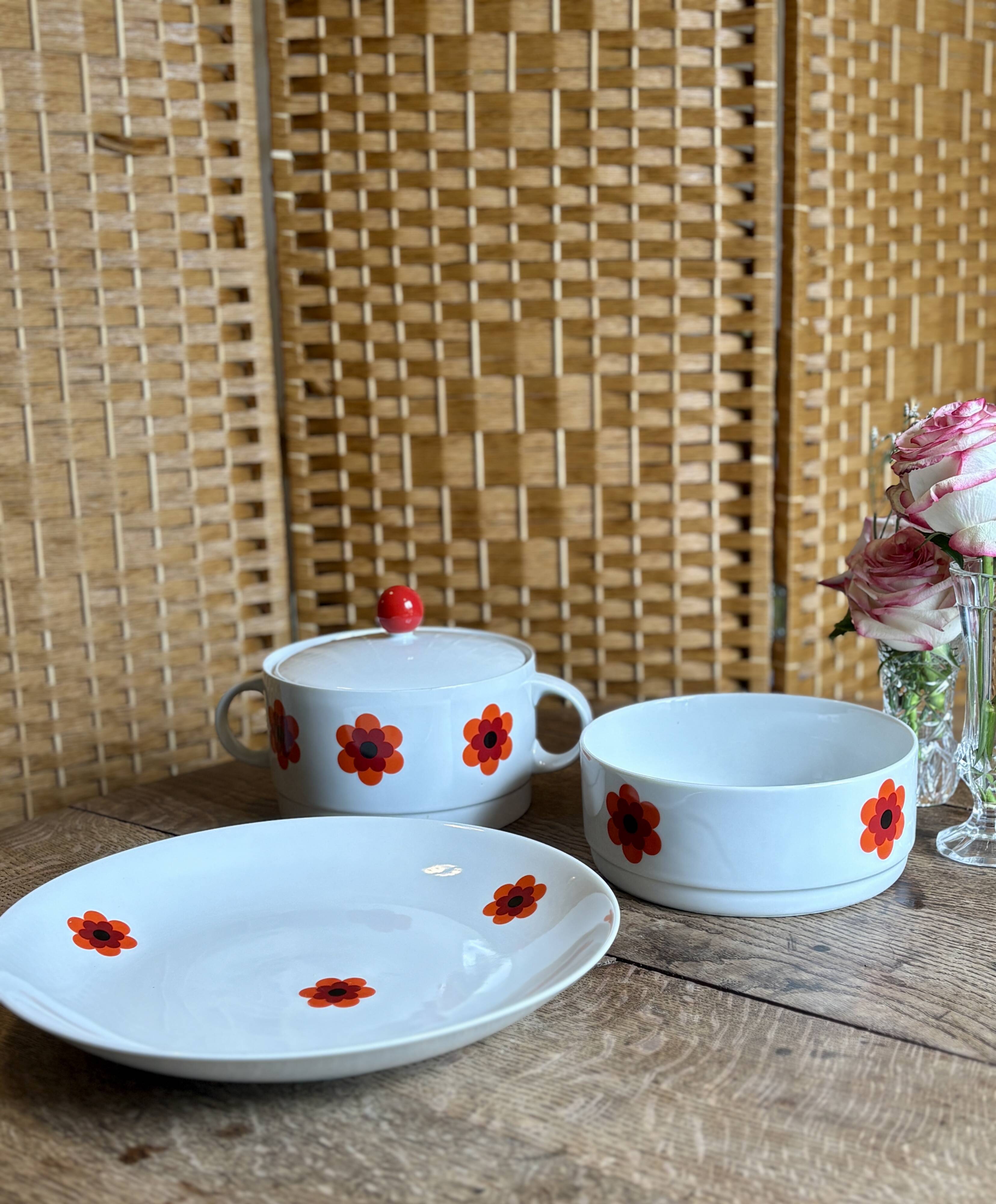 Lot de 3 plats de service vintages Scherzer Bavaria