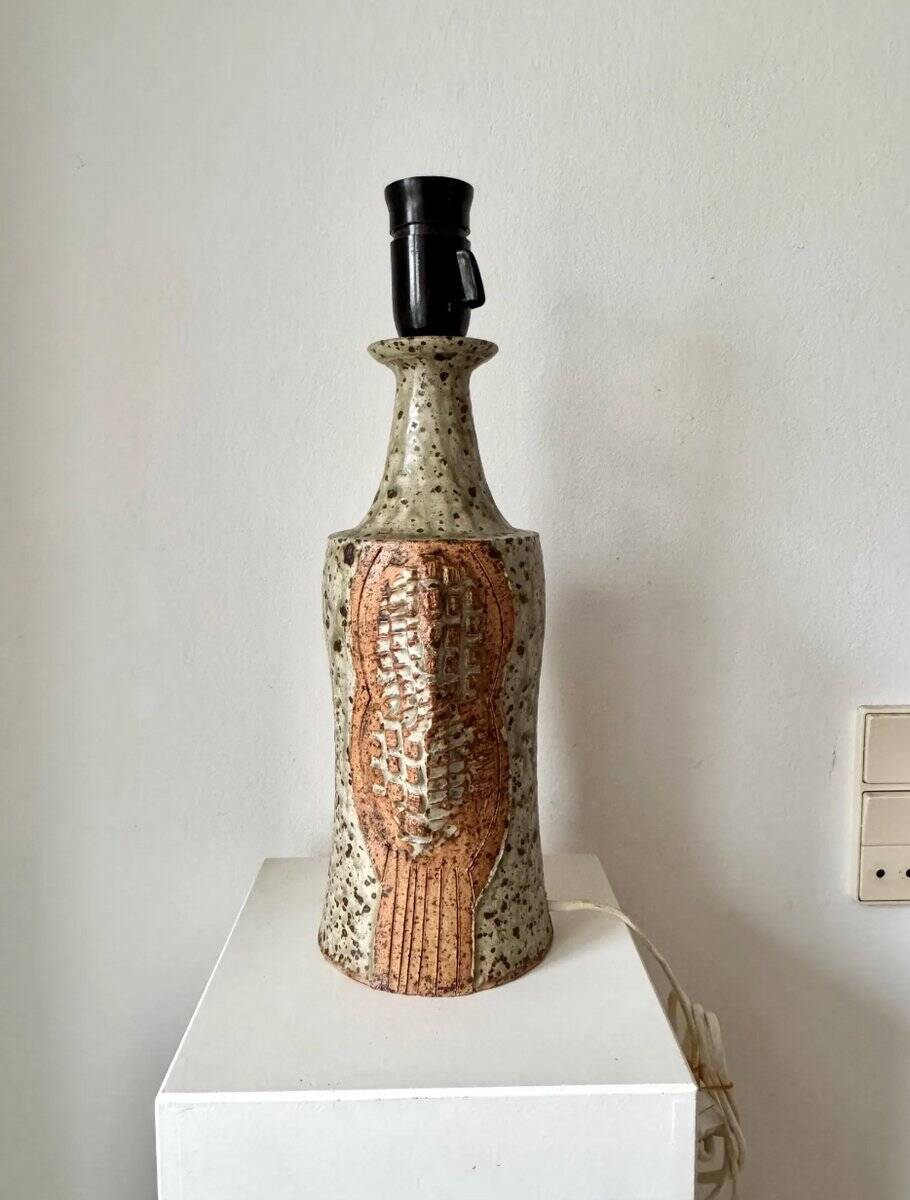 Large brutalist table lamp by Lene Regius, Denmark, 1970s
