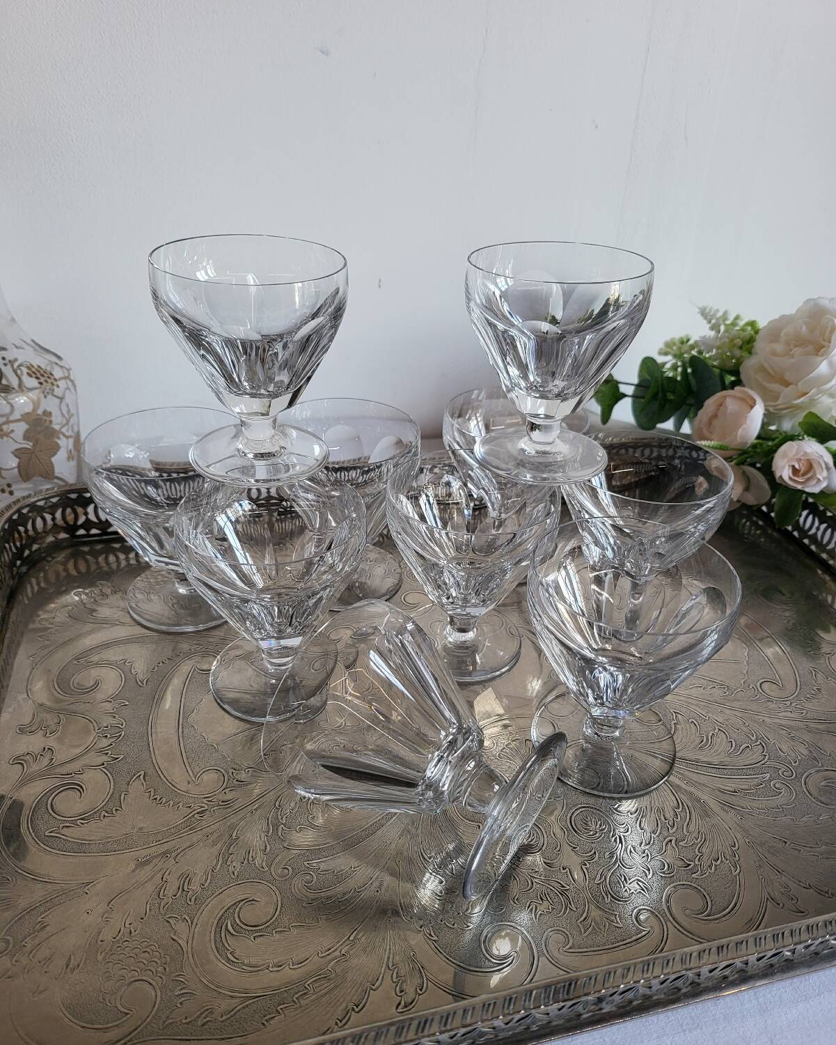 BACCARAT 10 Verres à vin en Cristal Modèle Périgord - Signé