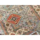 Modern Hand-Knotted Wool Area Rug for Living Room, Blue Geometric Medallion Design Carpet