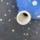 Lavender blue earthenware tea service with white polka dots from Digoin Sarreguemines.