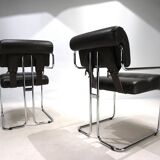 Mariani Tucroma set of two leather dining chairs by Guido Faleschini, 1970