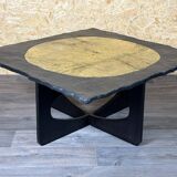 60s 70s Brutalist Coffee Table Side Table Slate Top Design