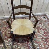 Paire de fauteuils pailles rustiques à bascule - rocking-chair chair