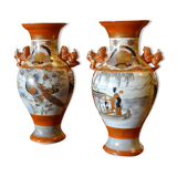 Pair of porcelain vases from Satsuma, Japan, XIXth, H37cm