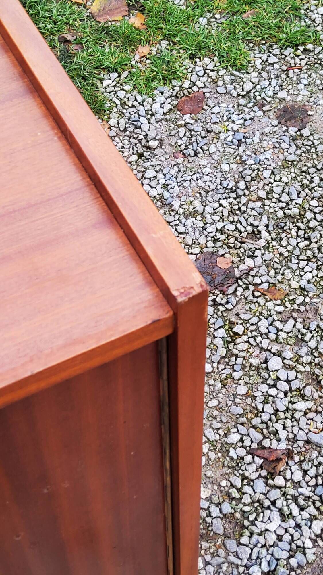 Pair of vintage mahogany sideboards with square metal legs from the 60s