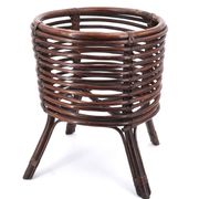 Cache pot jardinière en bambou foncé, années 60