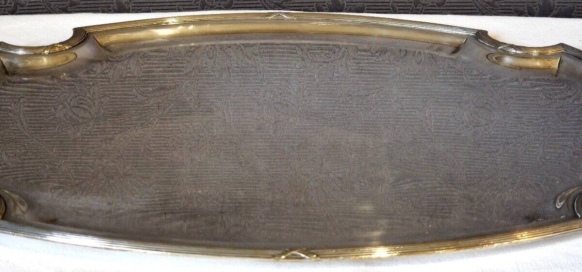 Silver metal serving tray