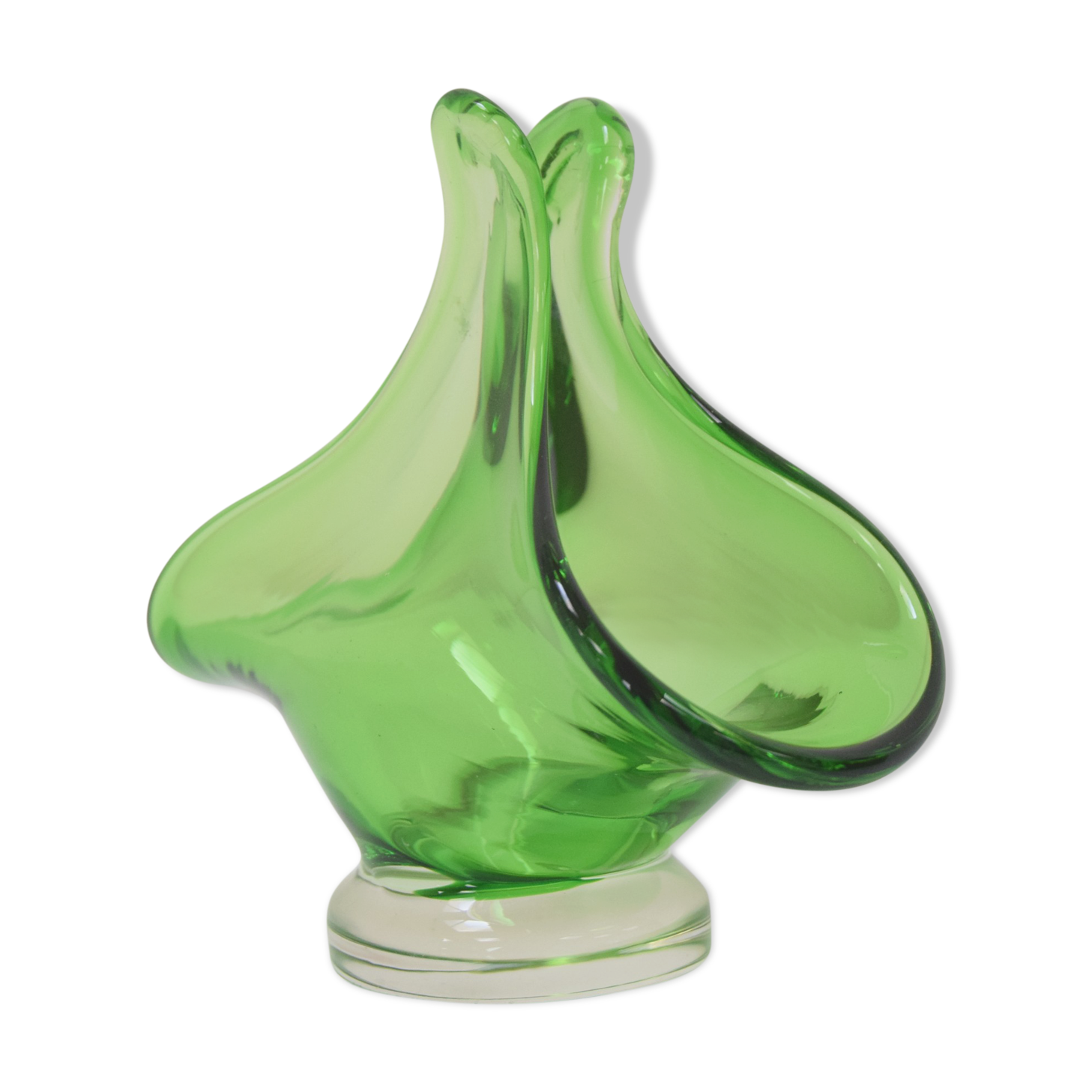 Art Glass Basket by Josef Hospodka for  Chribska Glassworks,1960's.