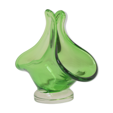 Art Glass Basket by Josef Hospodka for  Chribska Glassworks,1960's.
