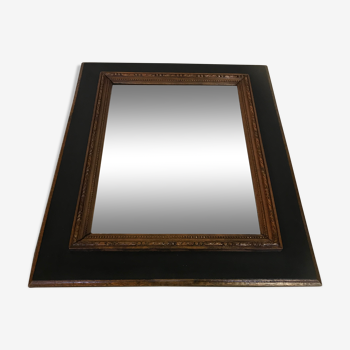 Miroir ancien biseauté noir 55x45cm