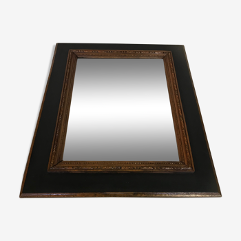 Old mirror beveled black 55x45cm