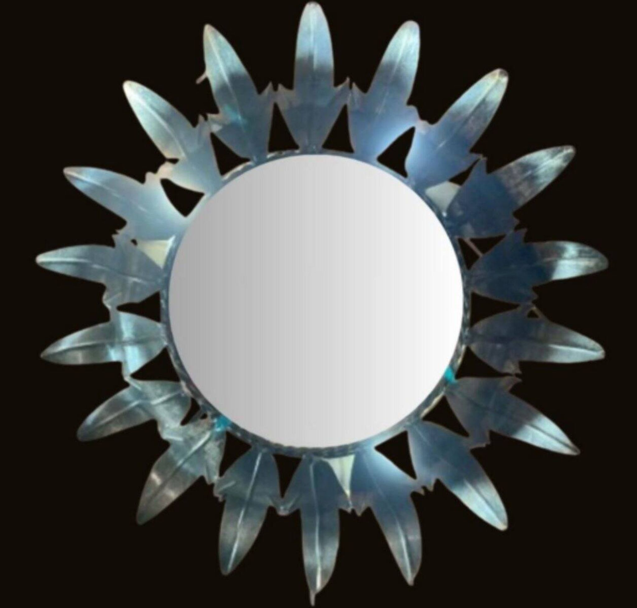 Miroir mural rond Mid-Century en fer forgé en forme de soleil, années 50