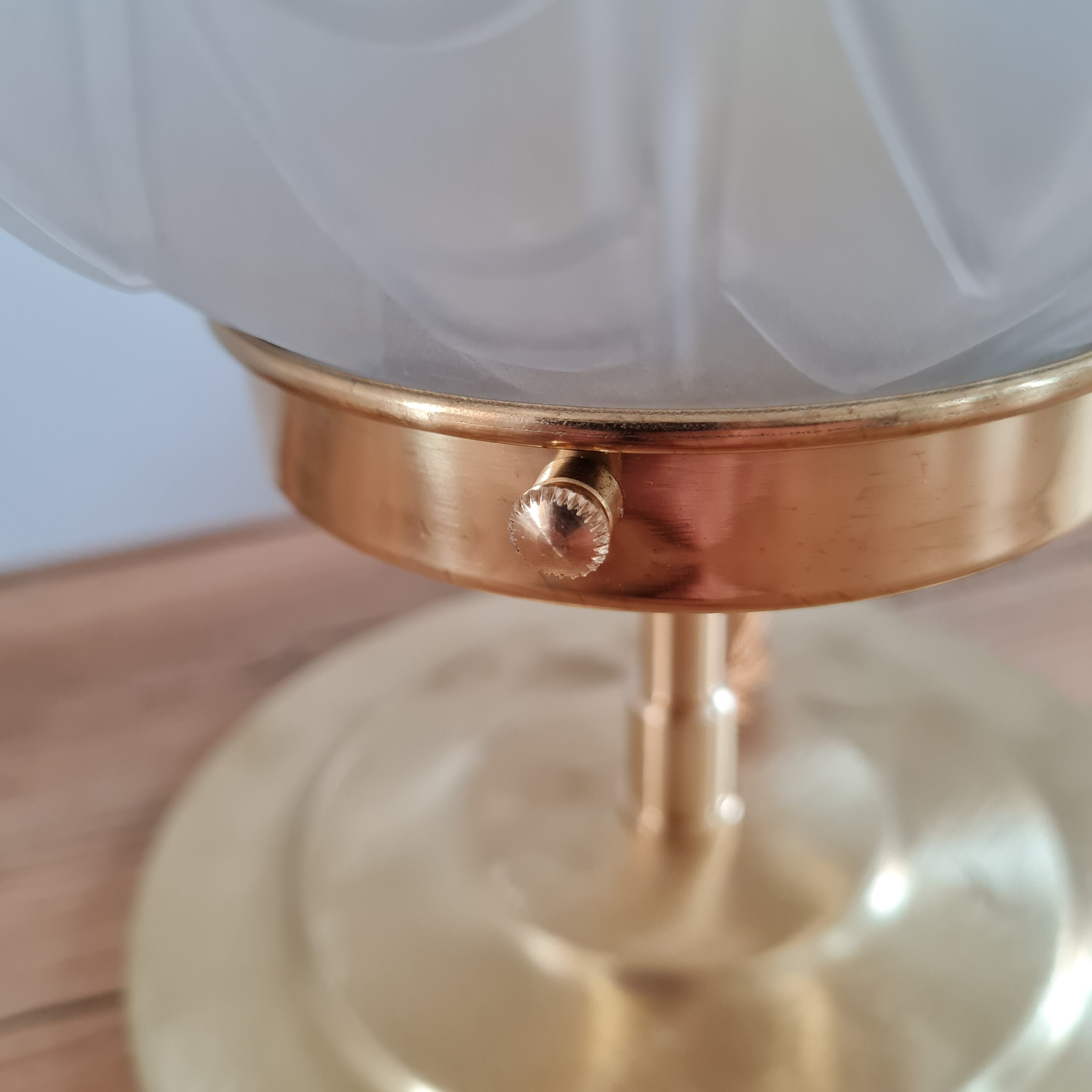Art Deco globe table lamp in frosted glass