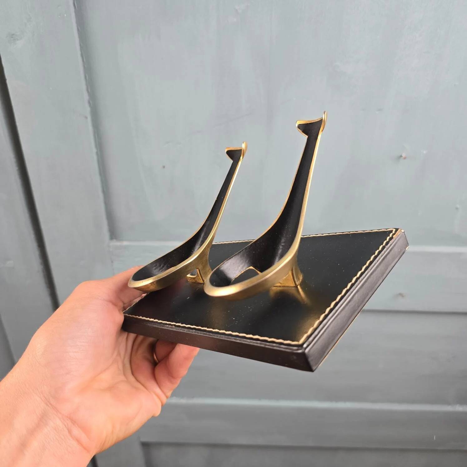 Double vintage black and gold pipe holder – Walter Bosse style from the 1950s