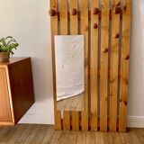 cloakroom coat rack mirror in blond pine 70s-80s