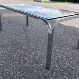 chrome and glass coffee table 1970