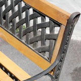 Wood and cast iron garden bench