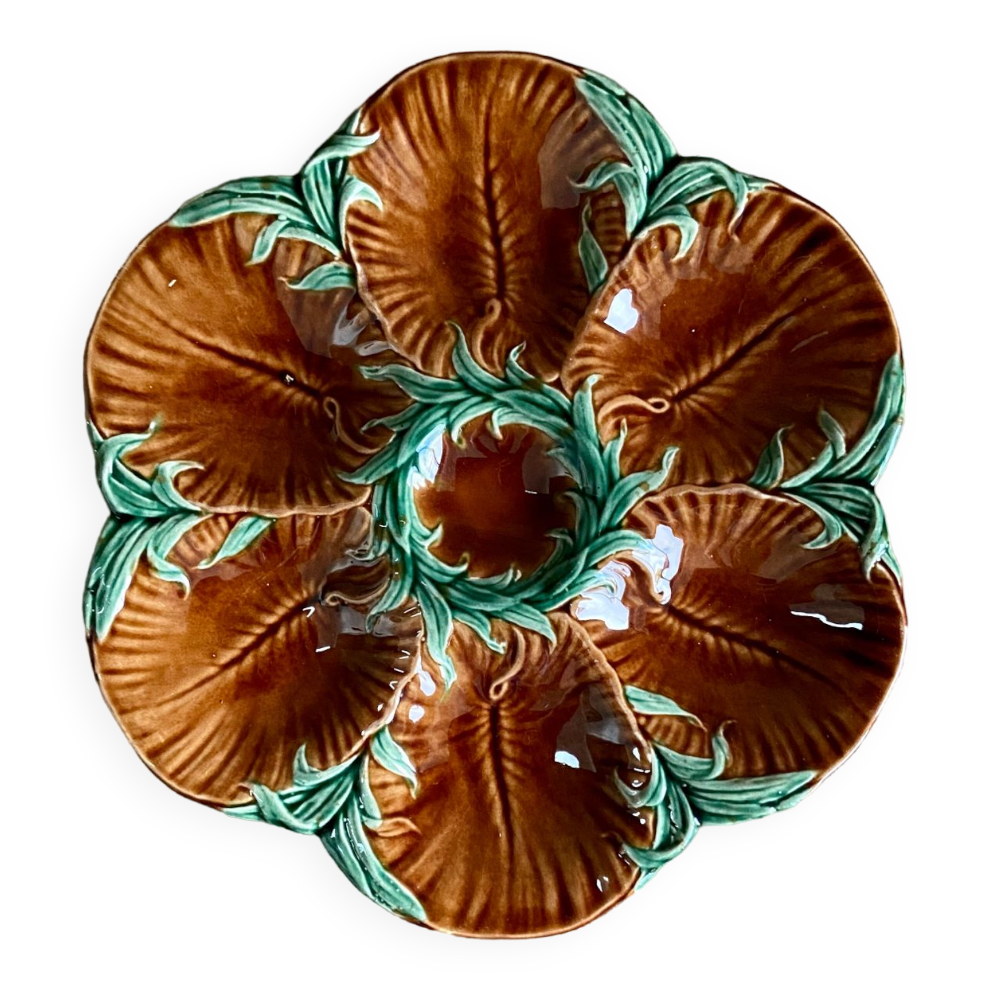 4 vintage slurry oyster plates